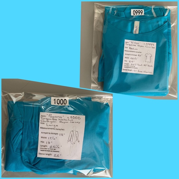 🔥5/$20🔥 “Popana” Turquoise Stretch Rayon Cardigan and Tee Tunic size M & L - Picture 10 of 10